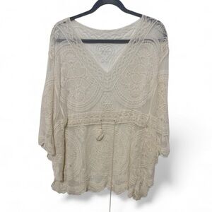 Cream Lace Boho Swimsuit Coverup